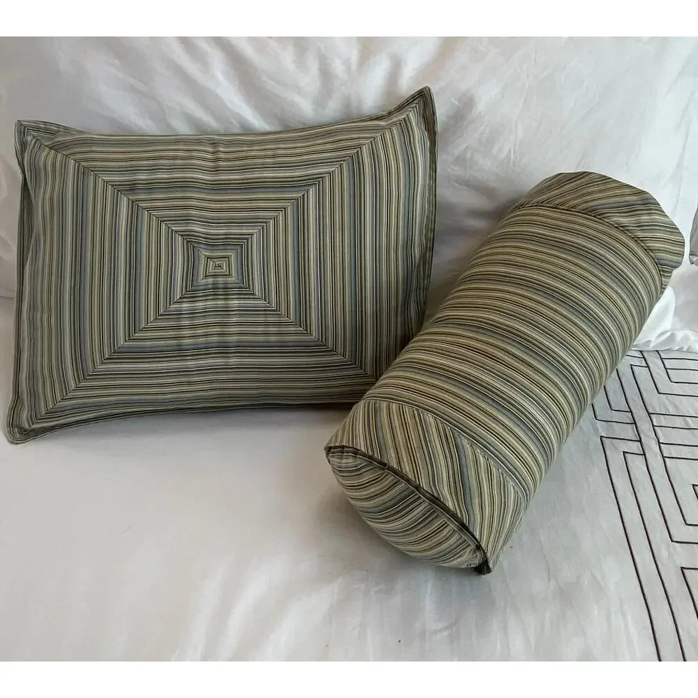Peacock Alley‎ Pair of Striped Throw Pillows, One Feather